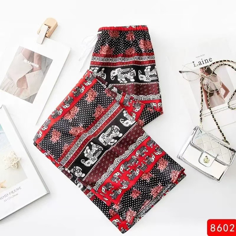 Picture of Southeast Asian Summer Explosions Ethnic Style Thai Elephant Wide Leg Pants Women's Beach Pants Thin High Waist Slimming Straight Leg Pants