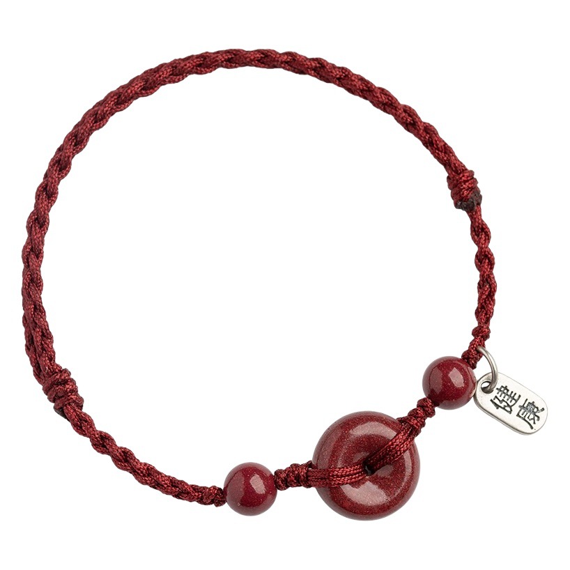 Peace Buckle Red String Bracelet Anklet for Men and Women Born in the Year of the Rabbit, Handmade Woven Bracelet, Cinnabar Bracelet, Birthday Gift