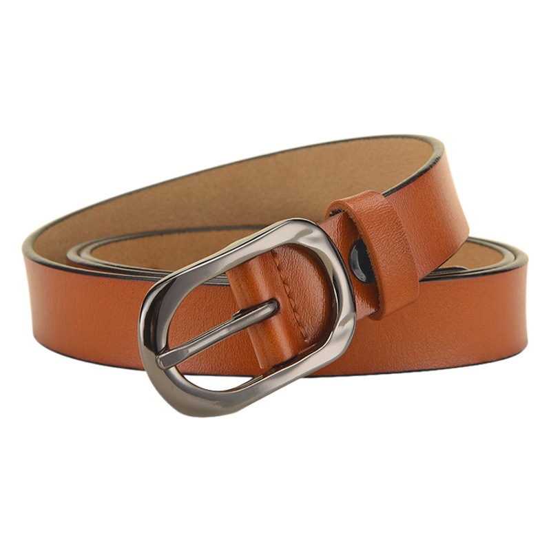 Women's Cowhide Belt Alloy Pin Buckle Genuine Leather Belt Japanese Buckle Casual Fine Foreign Trade Trouser Belt Manufacturer Wholesale