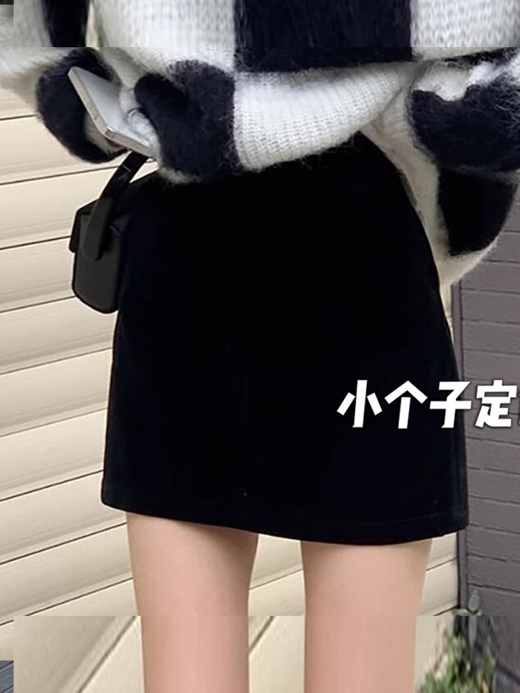 Small winter autumn and winter overskirt woolen skirt women xs150 high waist A- line hip skirt base skirt skirt