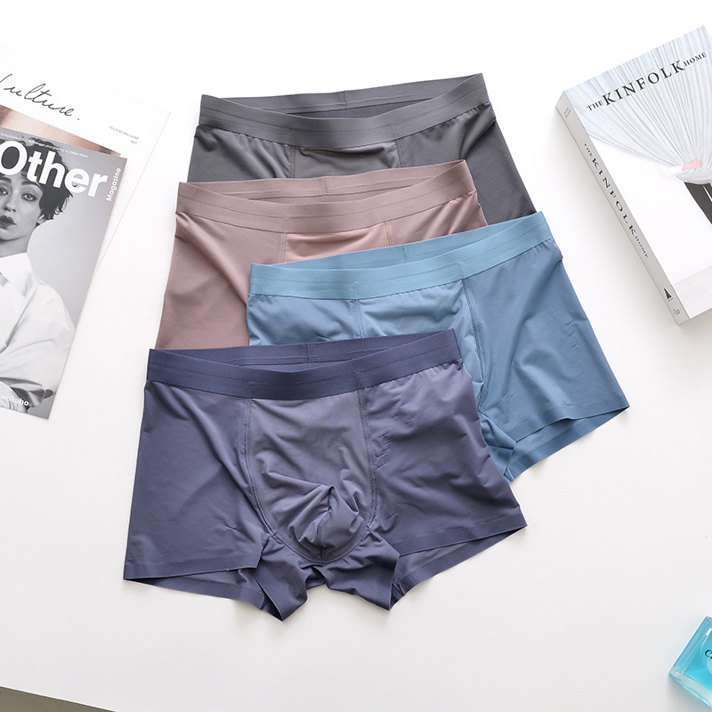 Strictly selected men's plus size underwear wholesale seamless solid color boys' shorts boxers mid-waist boxer briefs