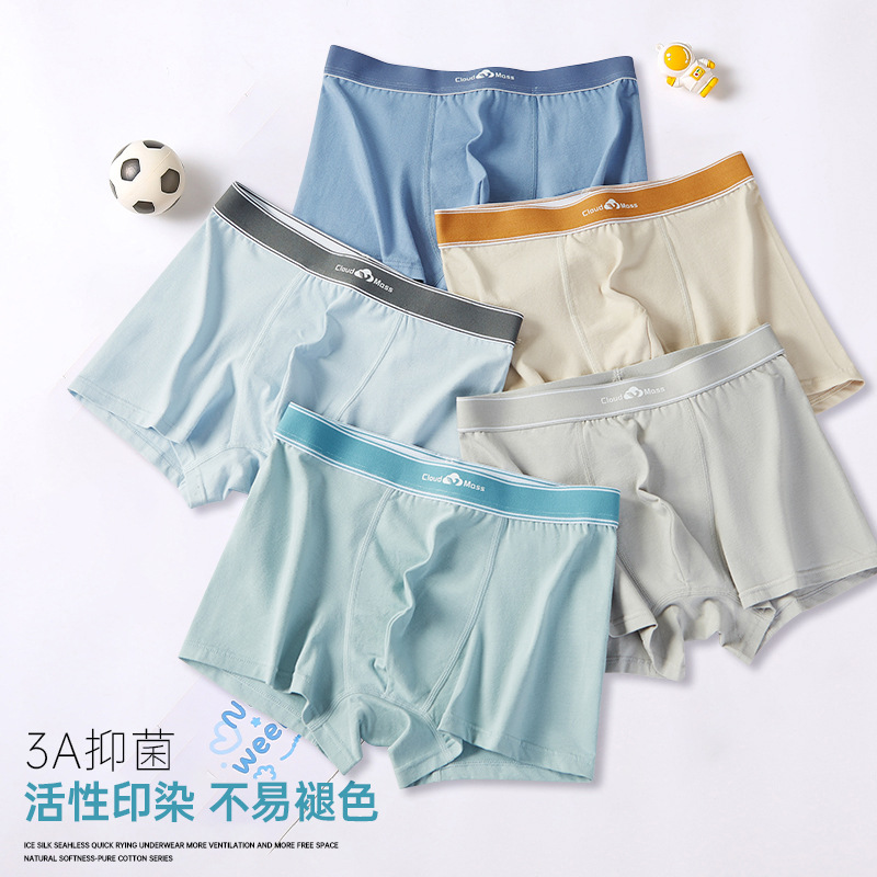 Picture of High school student boys' underwear combed cotton boxer teenagers boys middle and big children Students children boxer underwear wholesale