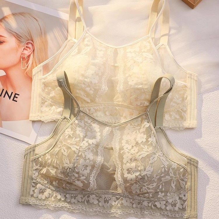 French-Style Sexy Lace Lingerie for Women with Large Busts, Slimming Summer Thin Style, Side Breast Collection, Anti-Sagging Bandeau Bra