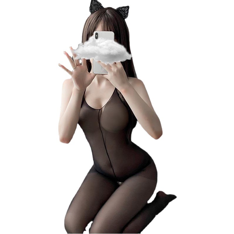 Sexy underwear tight sexy suit uniform temptation women's transparent open crotch mesh one-piece stockings net stockings wholesale