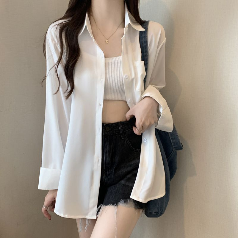 Picture of jk uniform shirt women's long-sleeved white Basic spring and autumn Japanese base shirt college style all-match top