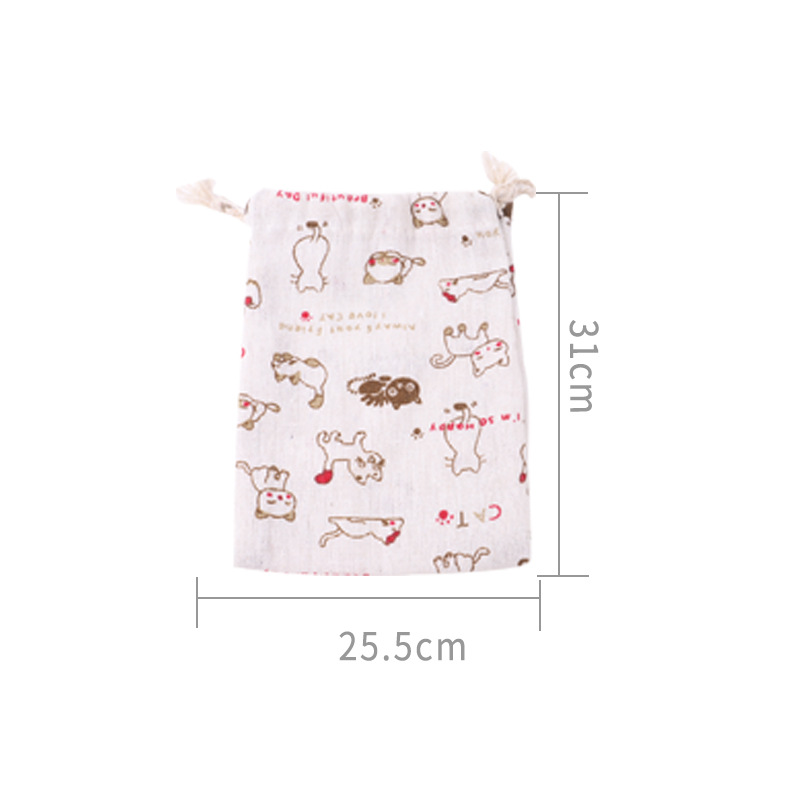 Picture of Printed cotton drawstring bag small bag home travel sundries storage bag Christmas gift packaging bag in stock