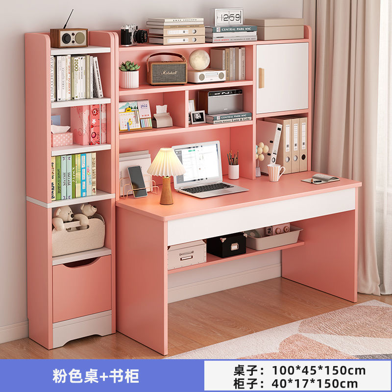 Picture of Student home study desk, children's desk, bookshelf combination table and chair set, simple bedroom, children's writing desk
