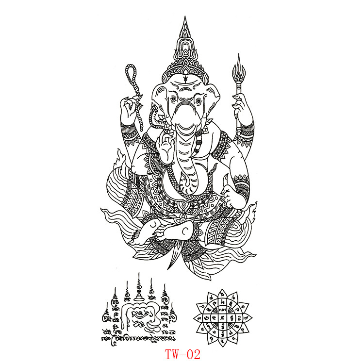 Picture of Spirited Totem Tattoo Sticker Buddha Tiger Divine Beast Thai Tattoo Tattoo