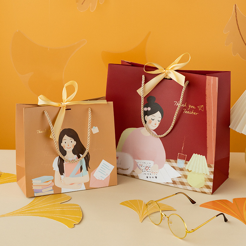 Thanksgiving Teachers Holiday Gift Packaging Bag ins Advanced Sense Portable Gift Bag Creative Simple Children's Paper Bag