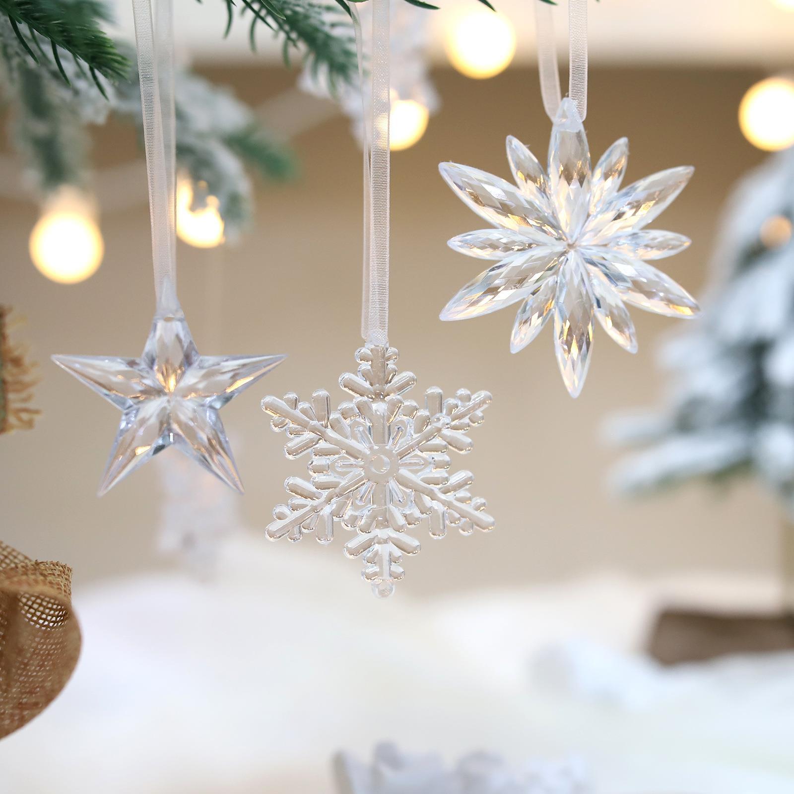 Amazon hot new Christmas decorations Christmas tree acrylic transparent snowflake string ice hanging