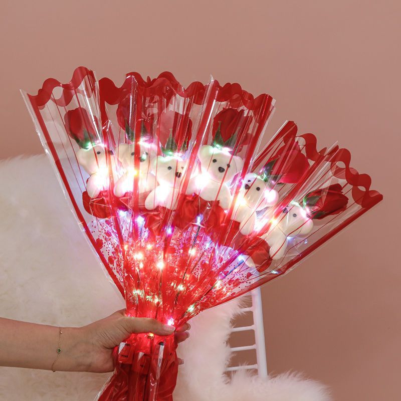 Picture of Valentine's Day to Send Teachers to School Season Gift Simulation Bear Soap Flower Rose Bouquet to Send Girlfriend to Push Gift