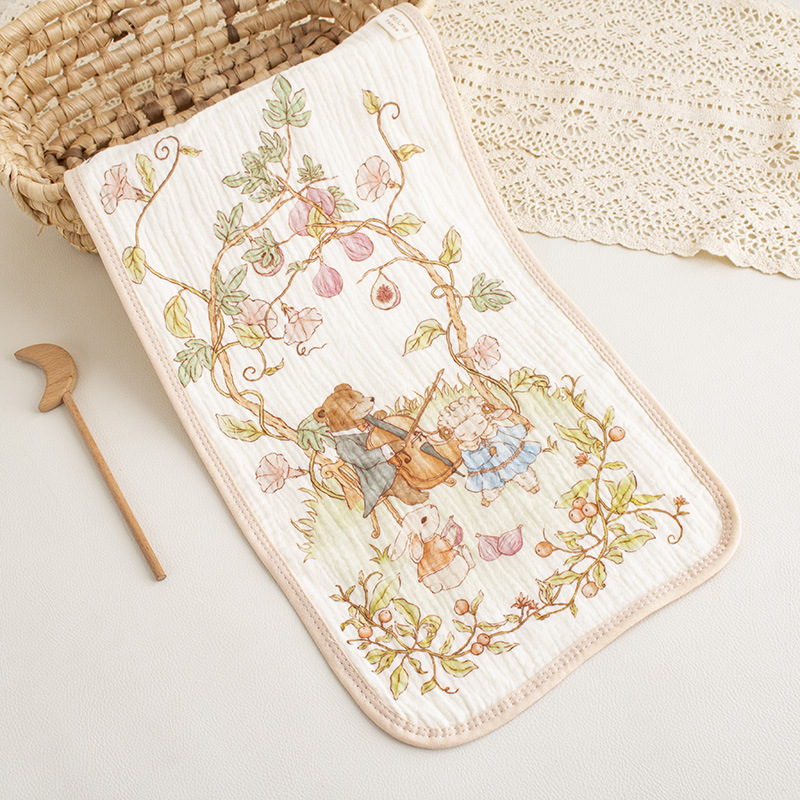 Picture of Class A baby saliva towel four layer cotton crepe square towel soft absorbent children's square towel kindergarten baby towel