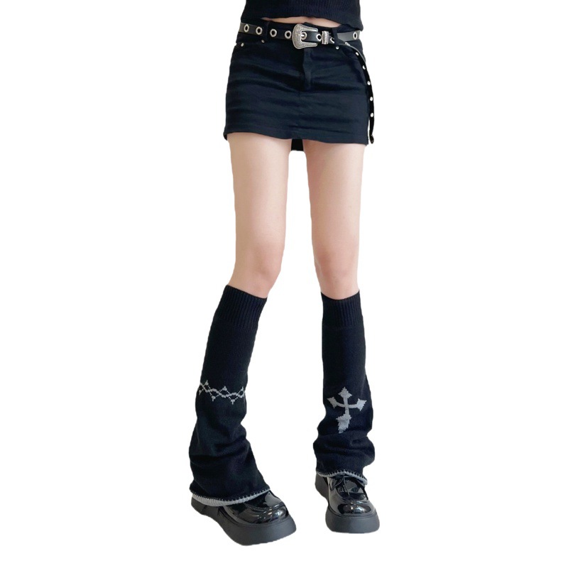 Autumn and Winter new hot girl sweet cool dark cross chain niche y2g Asian culture wide leg cover front and back wear