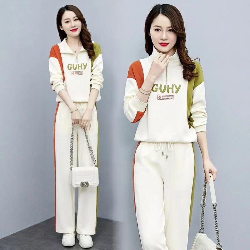 Early spring royal elder sister fried street casual sportswear suit women 2024 new fashion western style sweater two-piece age-reducing