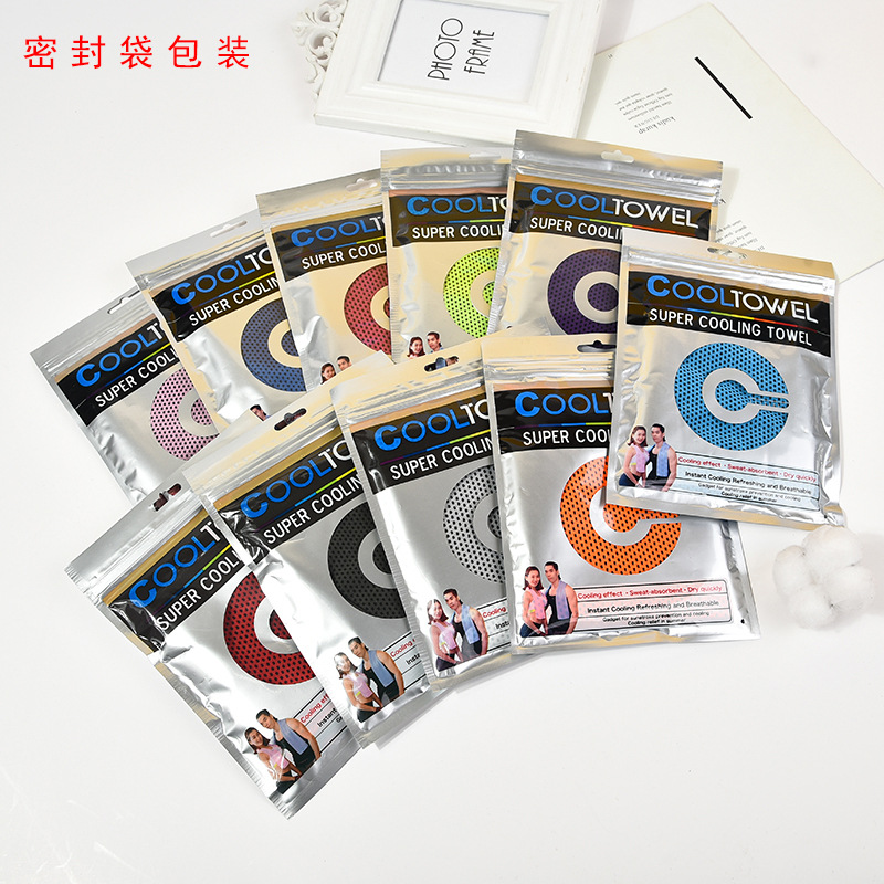 Dz Cross-Border Sports Cold Towel English Bag Polyester Sports Cold Towel Sports Ice Towel Towel
