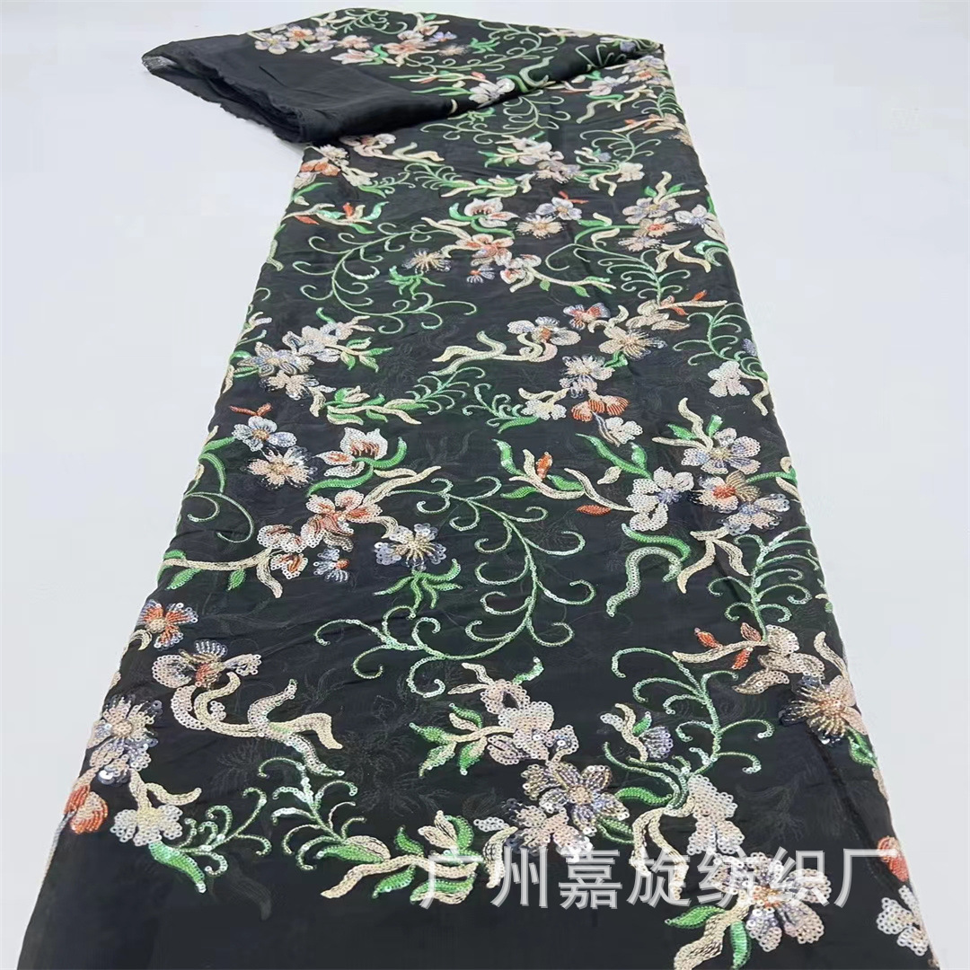 Guofeng Sequin Fabric French Wedding Dress Tencel Cheongsam Dress Lace Handmade DIY Beaded Embroidered Fabric