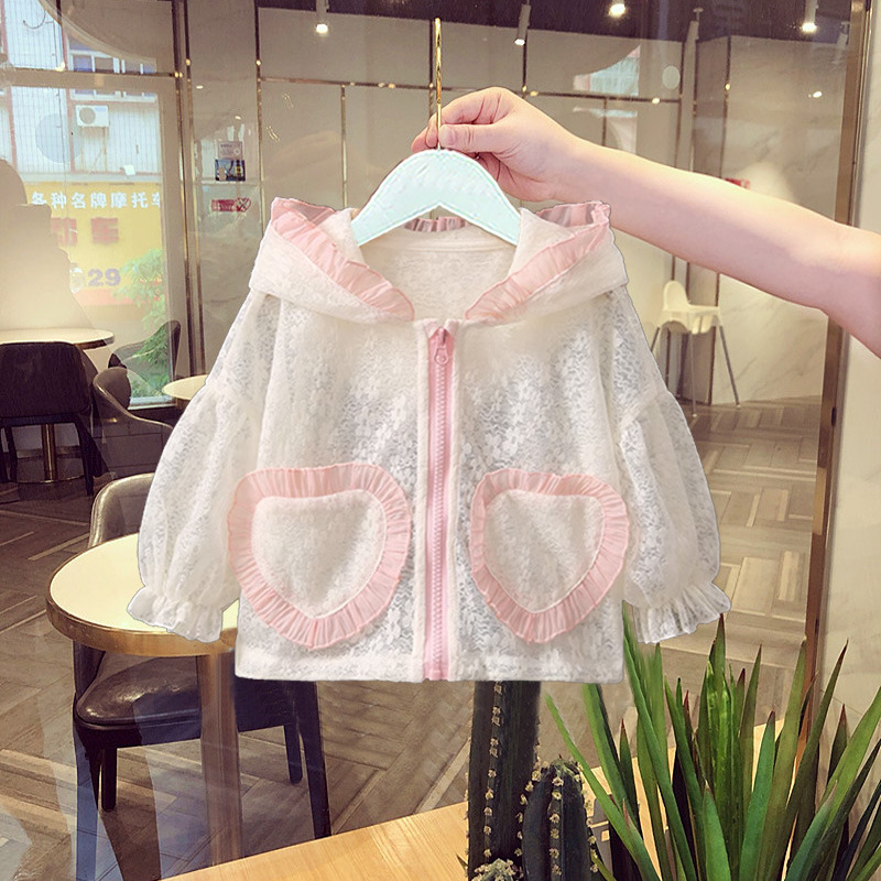 Picture of Girls Breathable Anti-Uv Clothes 2024 Summer Baby Lace Cardigan Jacket Girls Beach Wear Air Conditioning Shirt