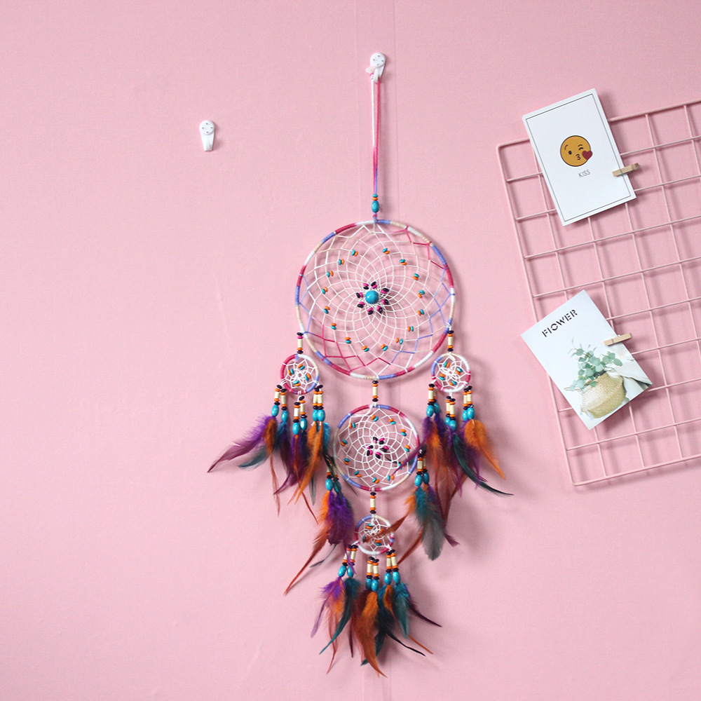 Color Bohemian Dream Catcher Nordic Home Decoration Colorful Dream Catcher Hand-woven Feather Dream Catcher