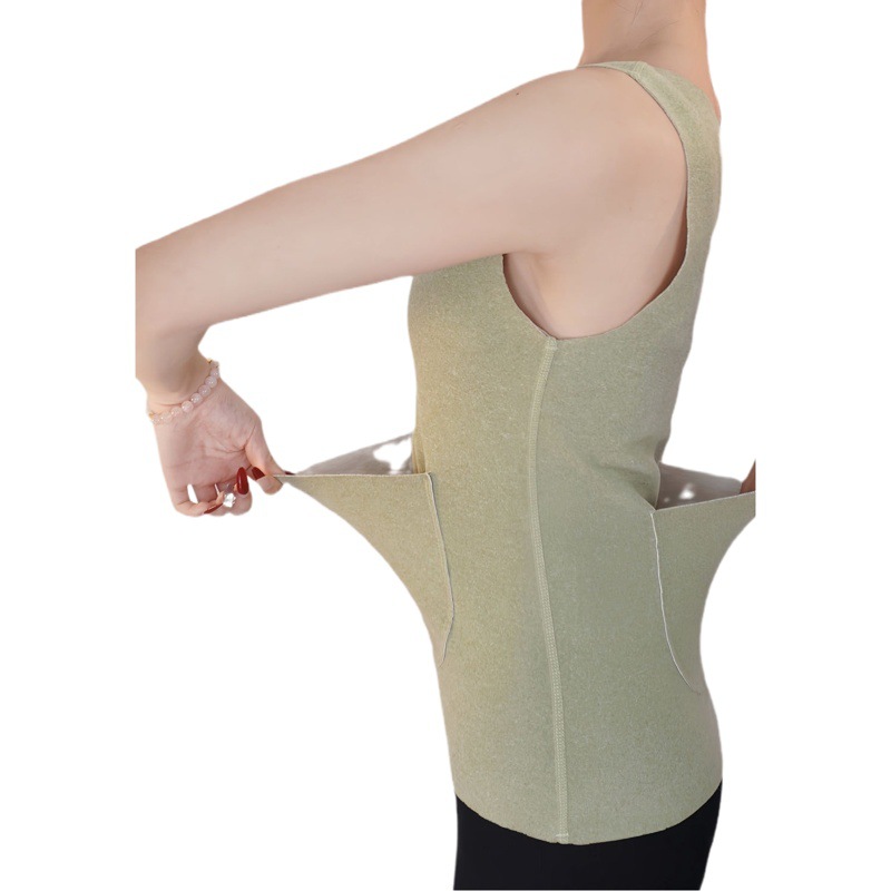 Autumn and Winter seamless de Velvet heat storage thermal vest women's thermal underwear with double pockets waist protection belly warming bottoming pocket women's thermal underwear