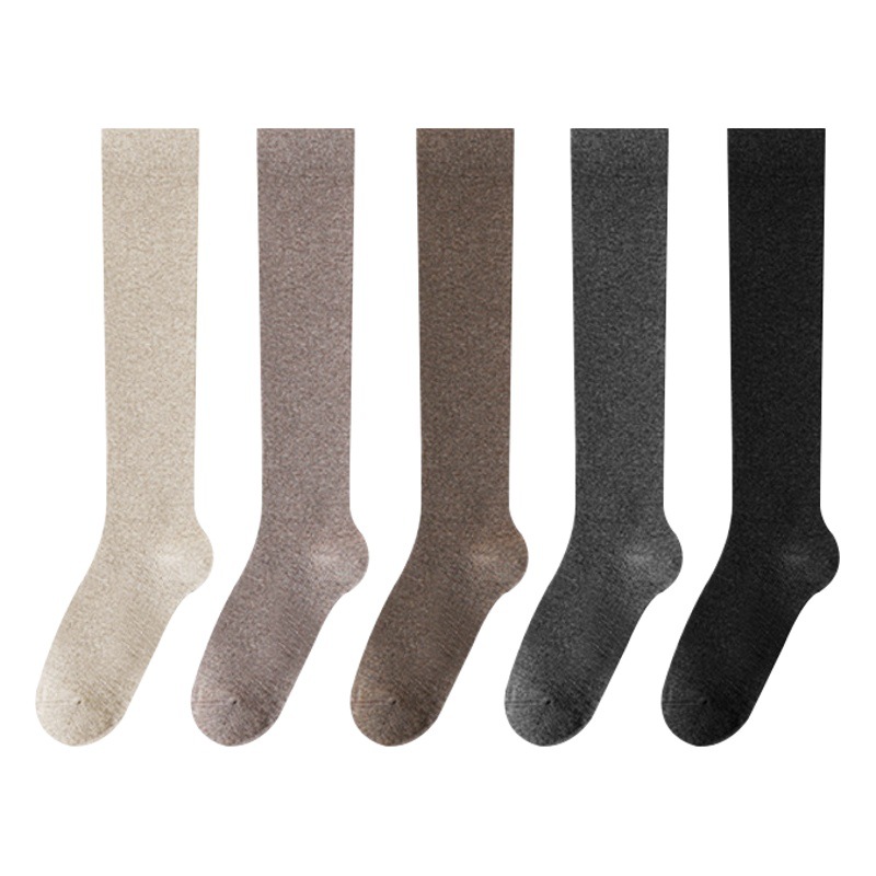 Calf socks women's black long spring and autumn Japanese style solid color high over the knee ins tide half pressure jk skinny socks