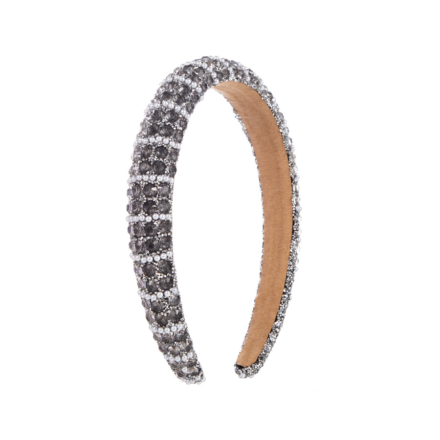 Picture of European and American-style Cross-border Grab Chain Rhinestone Small Edition Sponge Headband Headband Baroque Full Diamond Pearl Pressure Hair Headwear Hair Accessories
