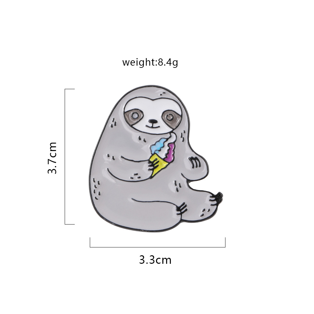 Picture of Cartoon Cute Student Brooch Backpack Collar Sloth Bread Hedgehog Elephant Badge Enamel Animal Pin