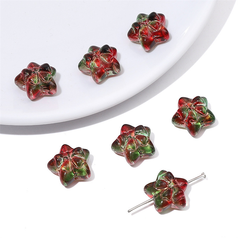 Picture of colored glass five-pointed star bow beads loose beads handmade diy three-dimensional jelly beaded bracelet jewelry accessories