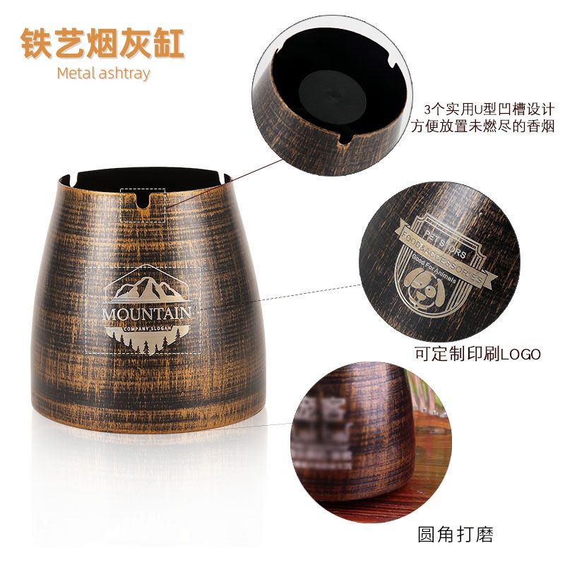 Picture of Metal ashtray creative with lid personality cigarette Cup bar KTV Internet cafe Internet cafe large LOGO ashtray wholesale