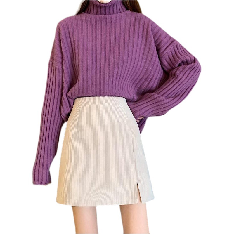 2022 autumn and winter new anti-light short skirt high waist corduroy split skirt slim A- line skirt hip skirt women
