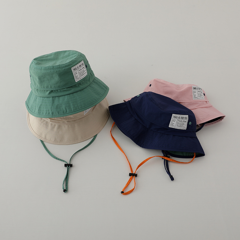 Picture of Letter Square label quick-drying sun hat children's outdoor sun hat UV protection fisherman hat middle and big Children beach hat
