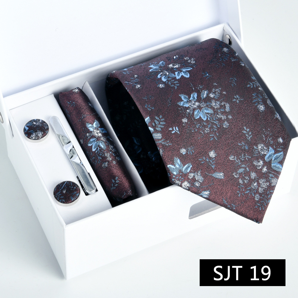 Picture of Tie formal business executive 5-piece gift box wedding = = groom wedding festive wine red in stock new
