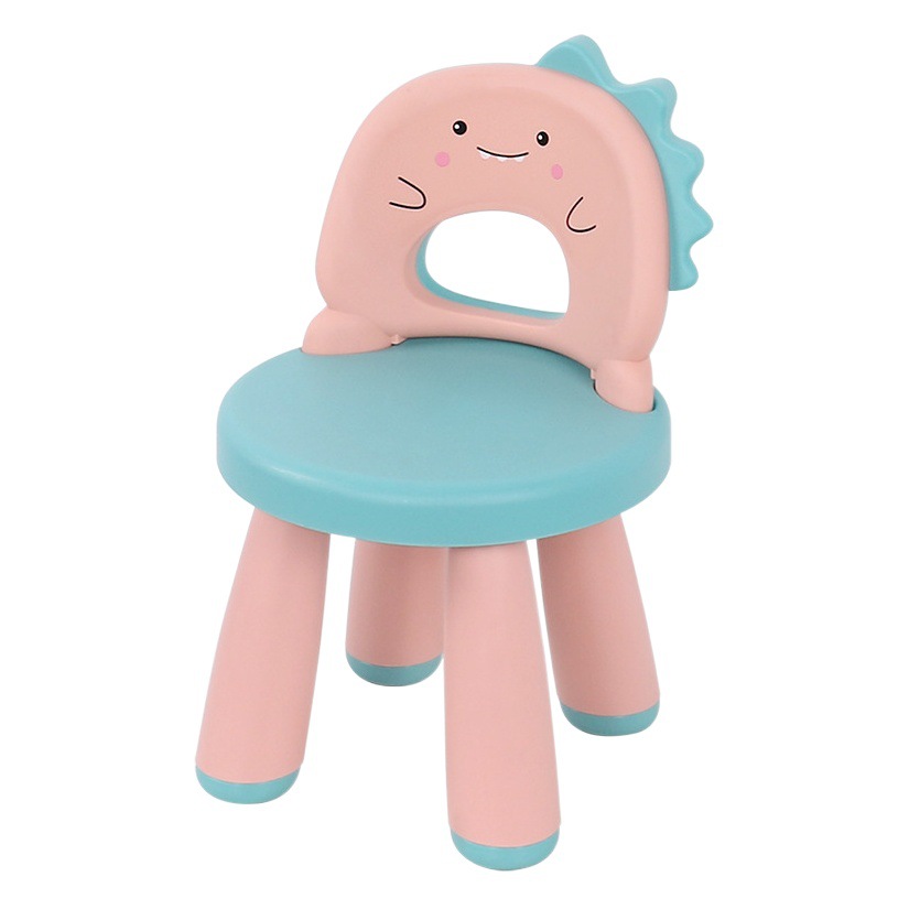 Share Kidsren's Dinosaur Stool Thickeneded Back Chair Kindergarten Home Learning Non-Slip Chair Kids Seat Plastic