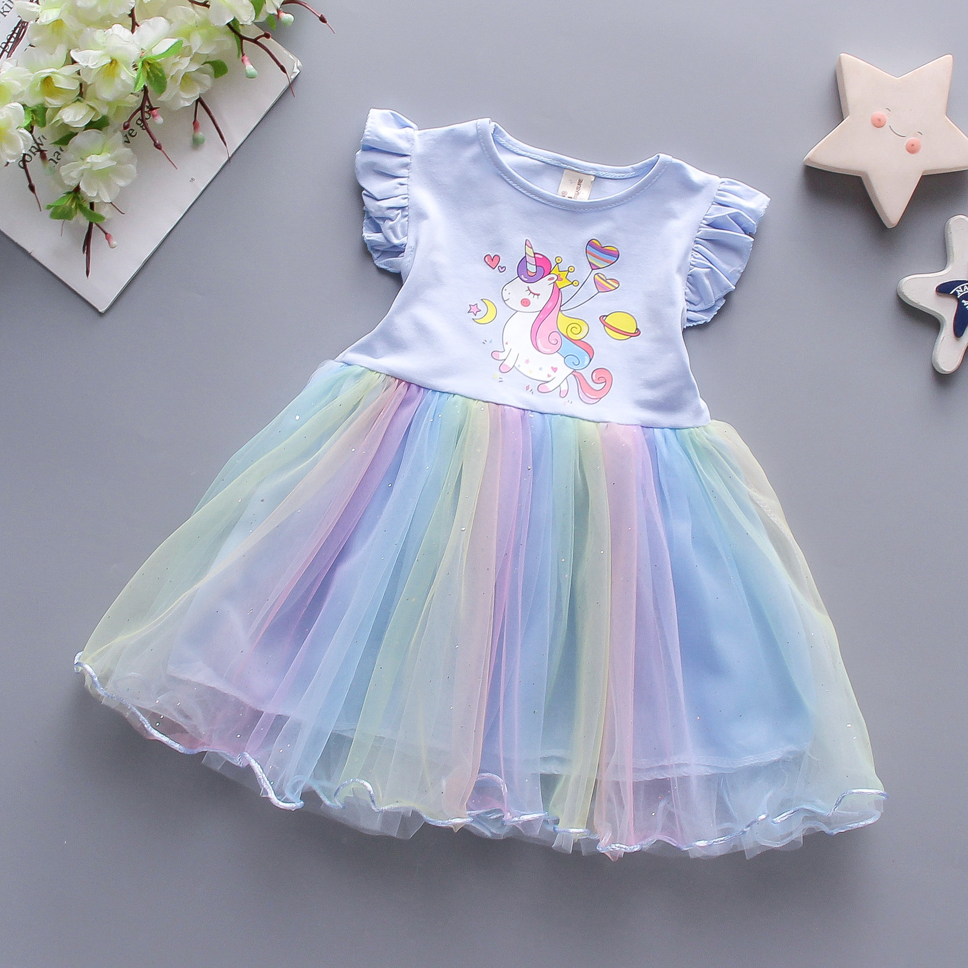Picture of Girl's Cotton dress 2025 Summer Dress Girl's Baby Children's Western-style Pony Mesh Vest Princess Trendy Skirt