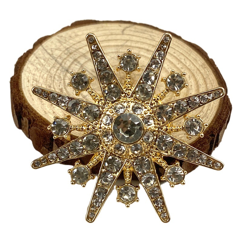 Picture of Japanese and Korean New Brother Star Brooch Bamang Star Diamond Snowflake Brooch Full Diamond Counter Same Pin Jewelry Women