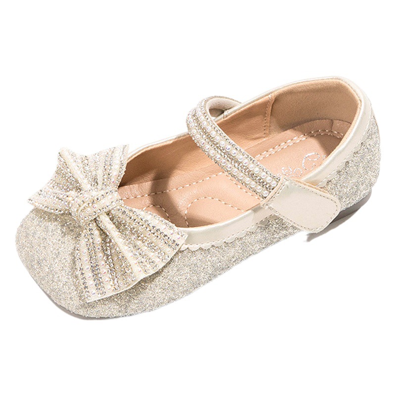 Girls Princess Shoes 2025 New Beautiful Baby Girl Crystal Shoes with Dress Small Leather Shoes Elsa Spring Children's Shoes