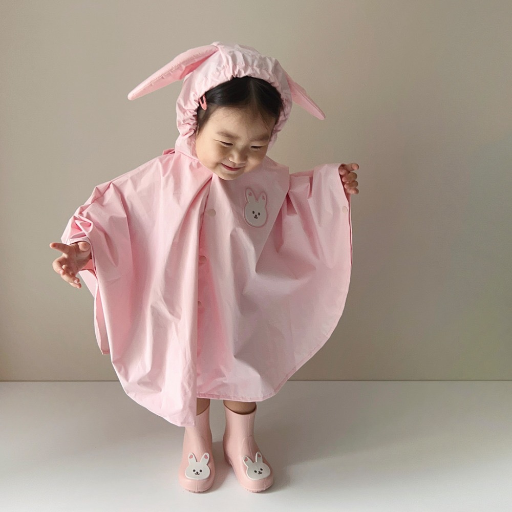 2023 new cartoon bear poncho kindergarten boys and girls baby cape poncho rabbit waterproof rain gear children's clothing