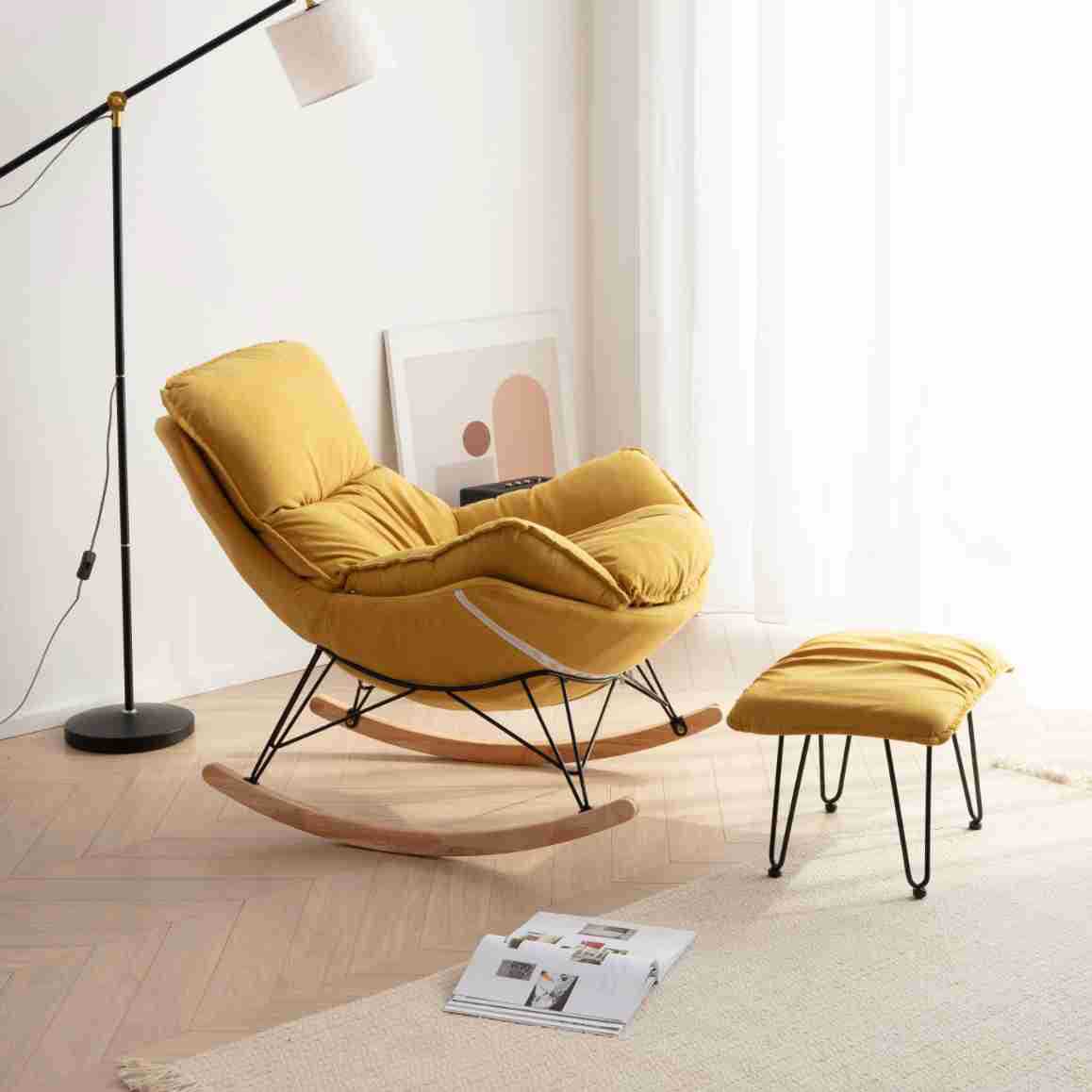Picture of Leisure Rocking Chair Lazy Sofa Chair Balcony Nap Lobster Chair Technology Cloth Living Room Recliner Single Rocking Chair Home