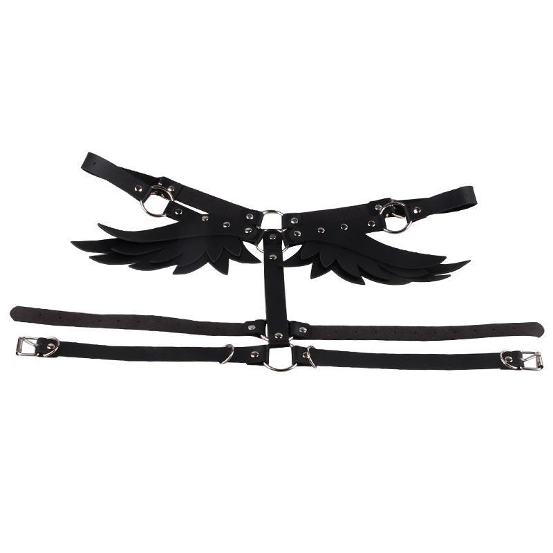 Picture of European and American Punk Leather Angel Wings Strap Suit Women's Leather Top Restraint Body Strap Belt Belt Belt