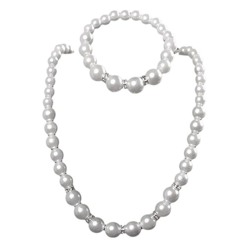 ABS pearl jewelry suit women's necklace earrings bracelet three-piece set gift for Mother beautiful wedding photo accessories
