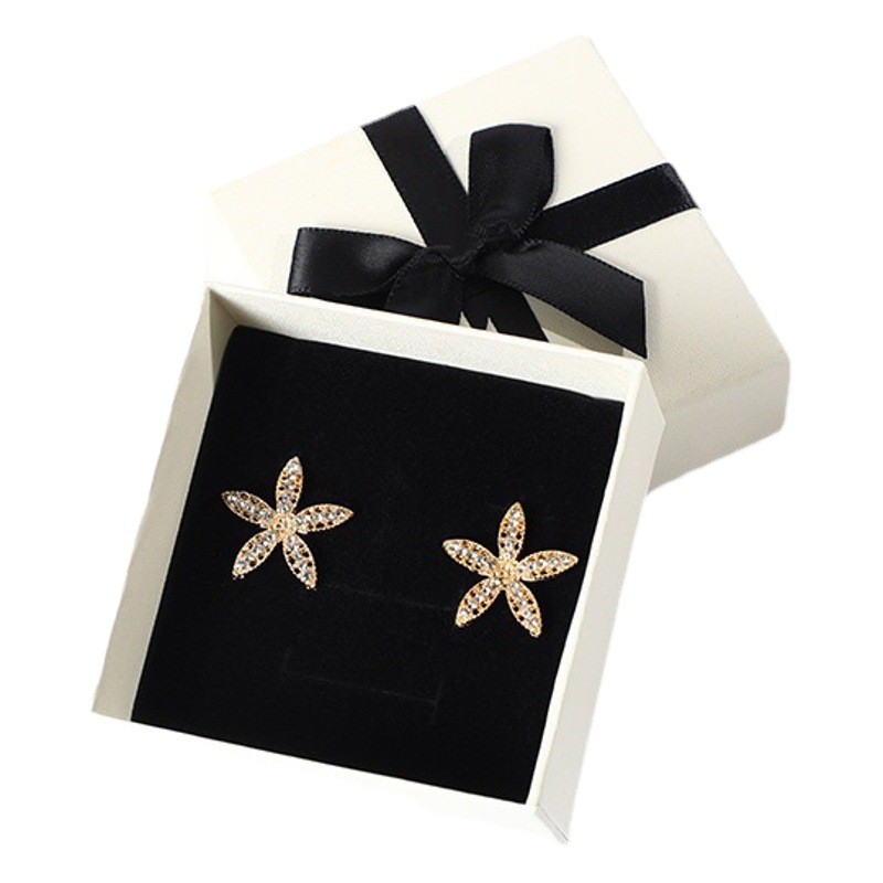 Jewelry box in stock wholesale classic bow solid color jewelry box earrings necklace jewelry box