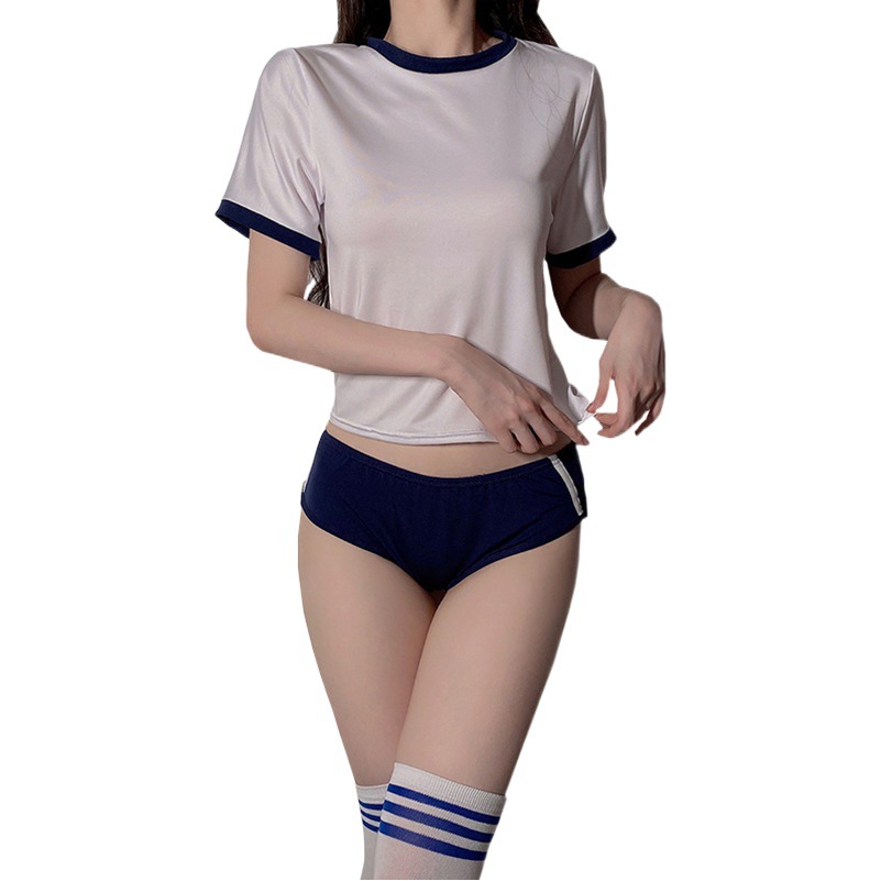 Sexy Lingerie, Sexy Women's Japanese Sportswear, Casual Home Round Neck Briefs, Uniform Suit, Women's Fitness Clothing
