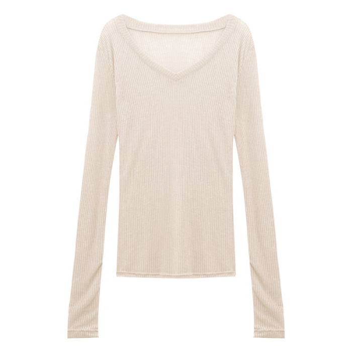 Picture of Thin Micro-transparent V-neck Sunscreen Long-sleeved T-shirt Women's Summer Korean-style Chic Casual Slim-fit Slimming Niche Blouse Top