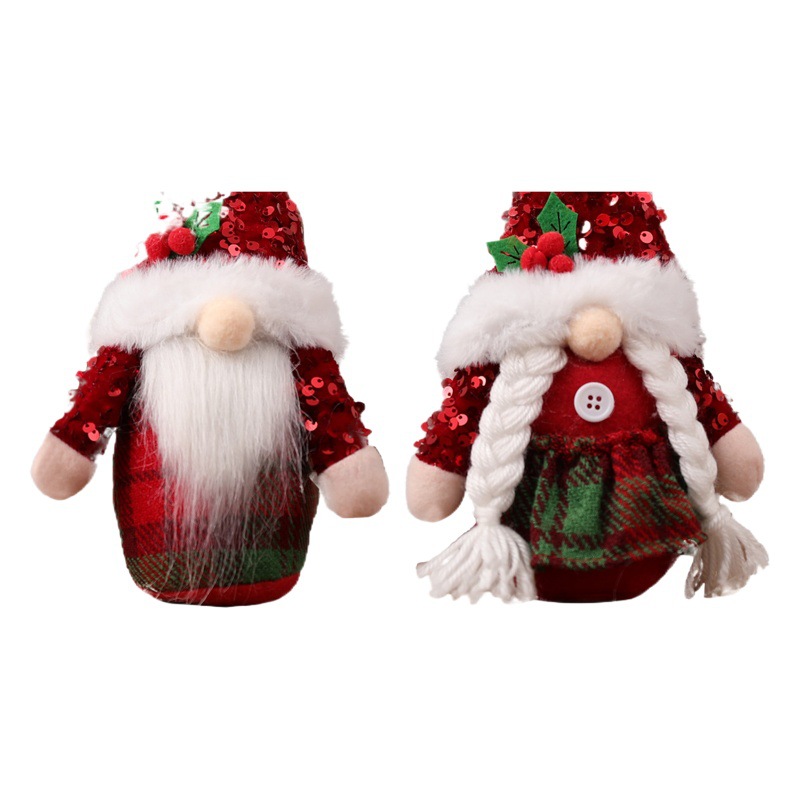 2022 Cross Border New Christmas Red Sequins Rudolph Decoration Rudolph Doll Children's Gift Props Decoration