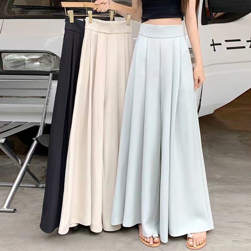 Women's 2024 Spring and Summer Thin Pleated Pants High Waist Draped Slimming Casual Trendy Skirt