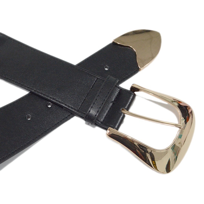 Cross-Border Women's Casual Belt Korean Style Elastic Elastic Belt Square Pin Buckle Wide Girdle Women's Decorative Coat Wide Belt