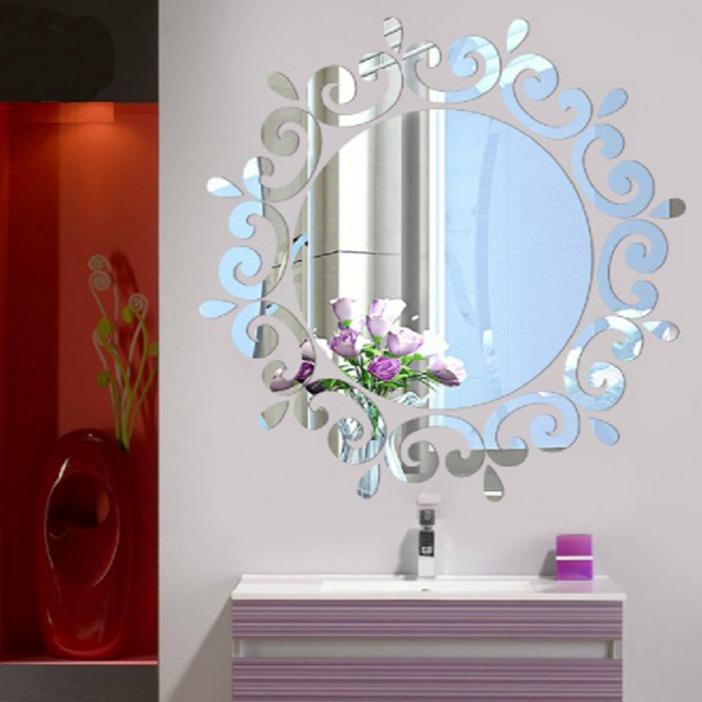 Cross-border hot-selling mirror water drop mirror peripheral decorative wall stickers 3D stereo mirror wall stickers without middle round
