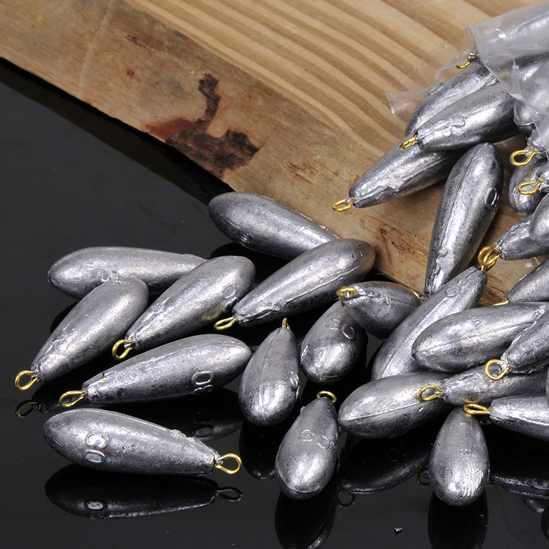 Picture of Aohu Bulk Willow Type Lead Pendant with Ring Luya Lead Pendant Sea Fishing Hanging Ring Lead Tuo Raft Fishing Gear Products