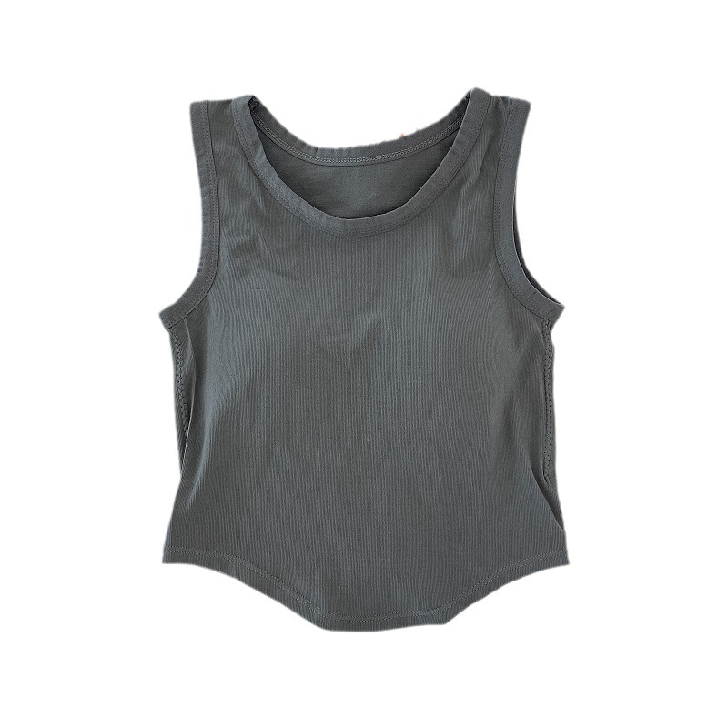 Picture of Women's wide-shoulder solid color vest with chest pad fixed Cup slim fit comfortable inner wear beauty back outer wear sleeveless bottoming top