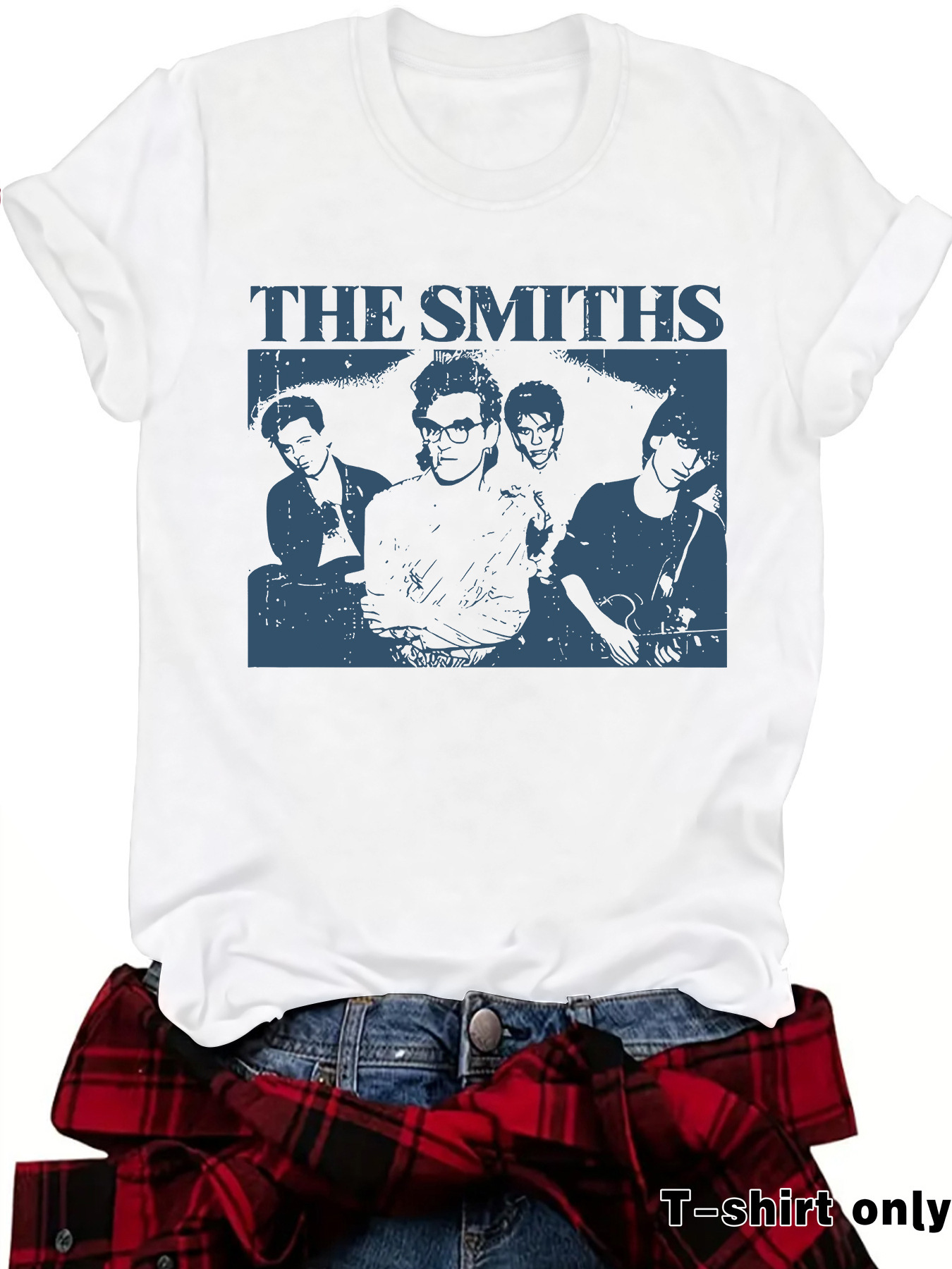 Cross-Border Foreign Trade Tops for Women Smith Retro Band Pattern Short-Sleeved Women's Fashion T-Shirts for Women in Stock Cross-Border Wholesale