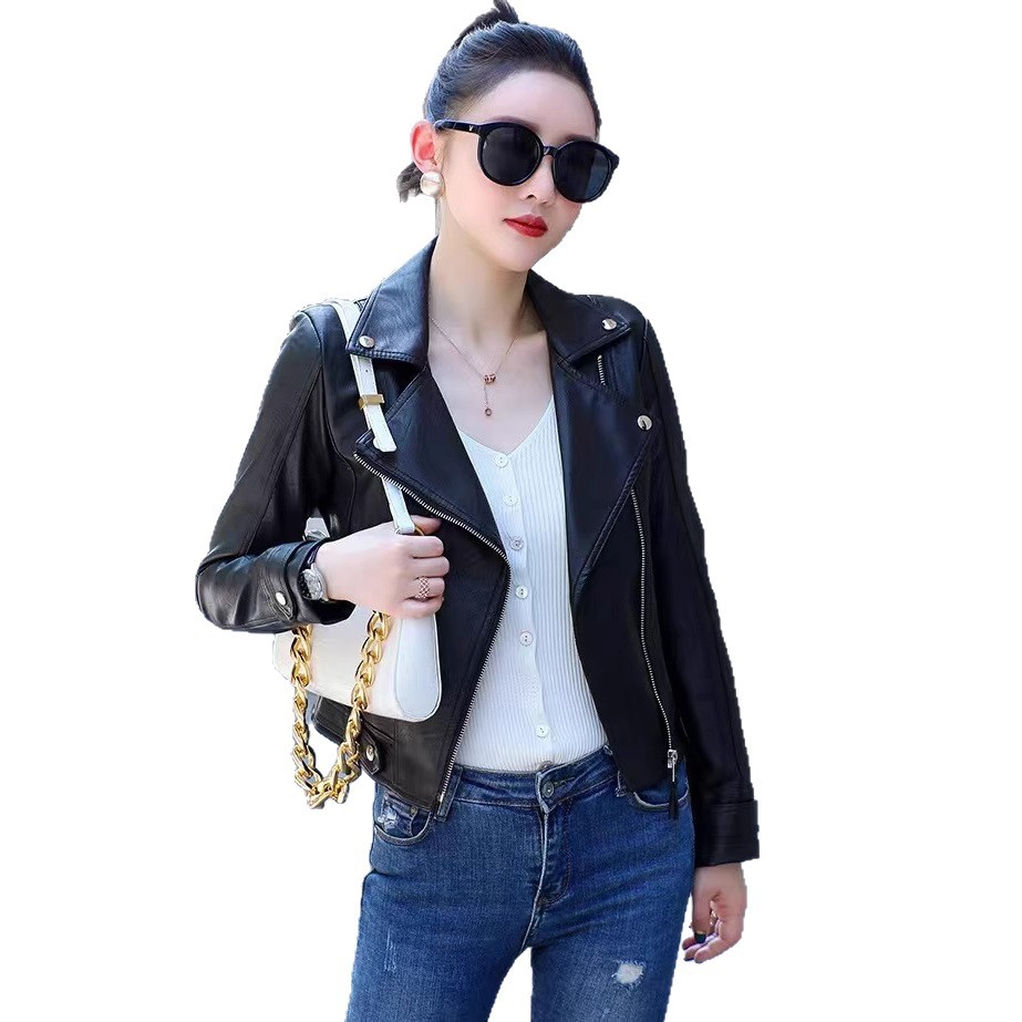 Picture of Factory wholesale spring and autumn new Korean women PU leather women's short slim small coat motorcycle clothing leather jacket